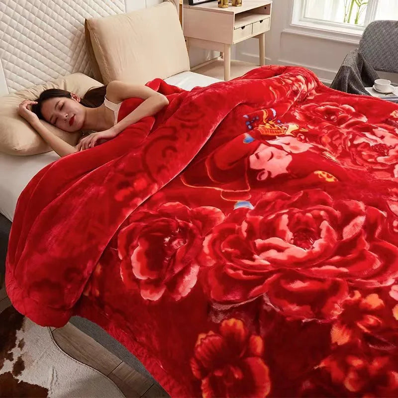 Soft Warm Weighted Blankets for Beds Thickened Quilt Duvet Soft Coral Fleece Flannel Blankets Double Side Plush Comforter Quilt