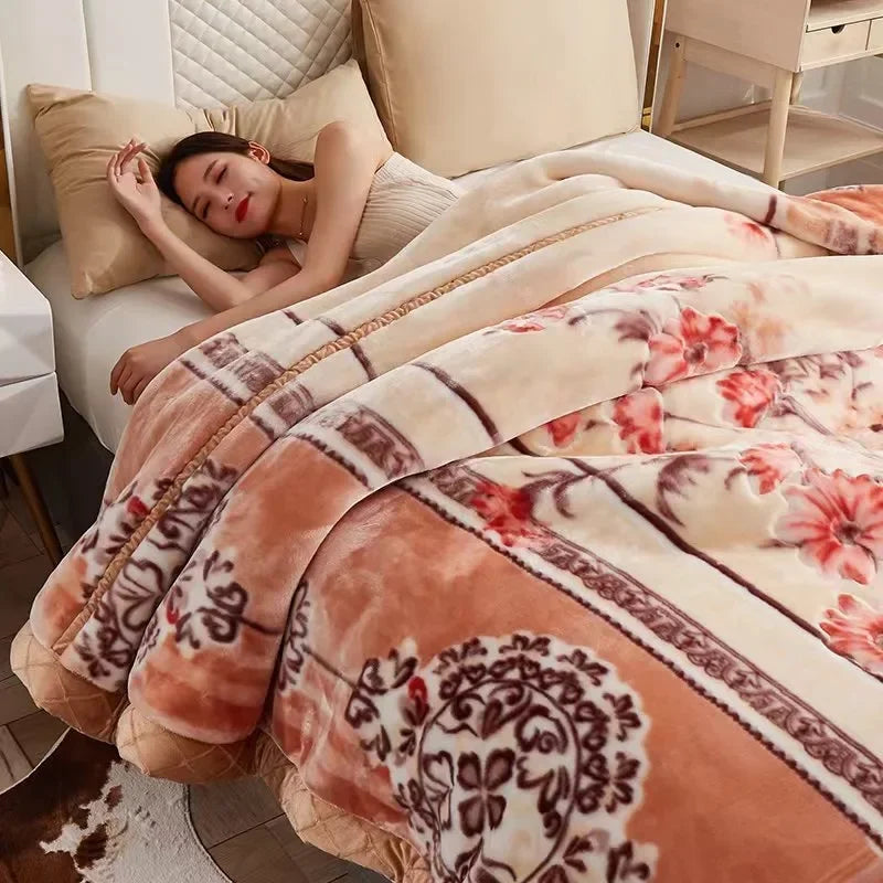 Soft Warm Weighted Blankets for Beds Thickened Quilt Duvet Soft Coral Fleece Flannel Blankets Double Side Plush Comforter Quilt