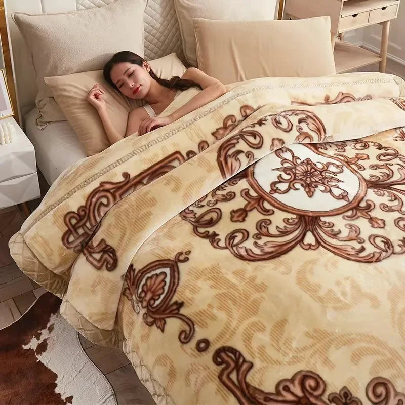 Soft Warm Weighted Blankets for Beds Thickened Quilt Duvet Soft Coral Fleece Flannel Blankets Double Side Plush Comforter Quilt