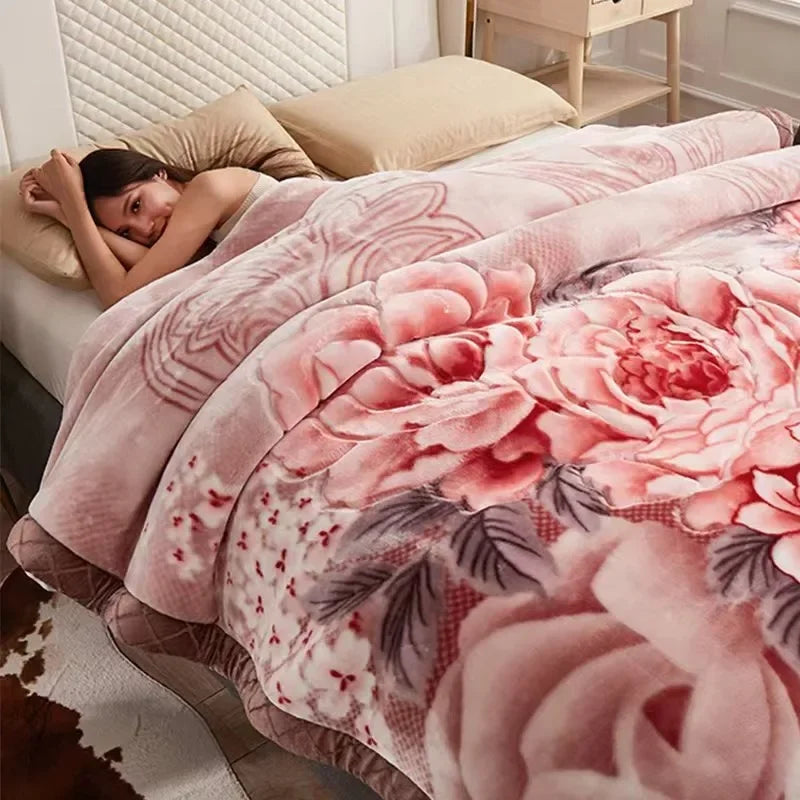 Soft Warm Weighted Blankets for Beds Thickened Quilt Duvet Soft Coral Fleece Flannel Blankets Double Side Plush Comforter Quilt