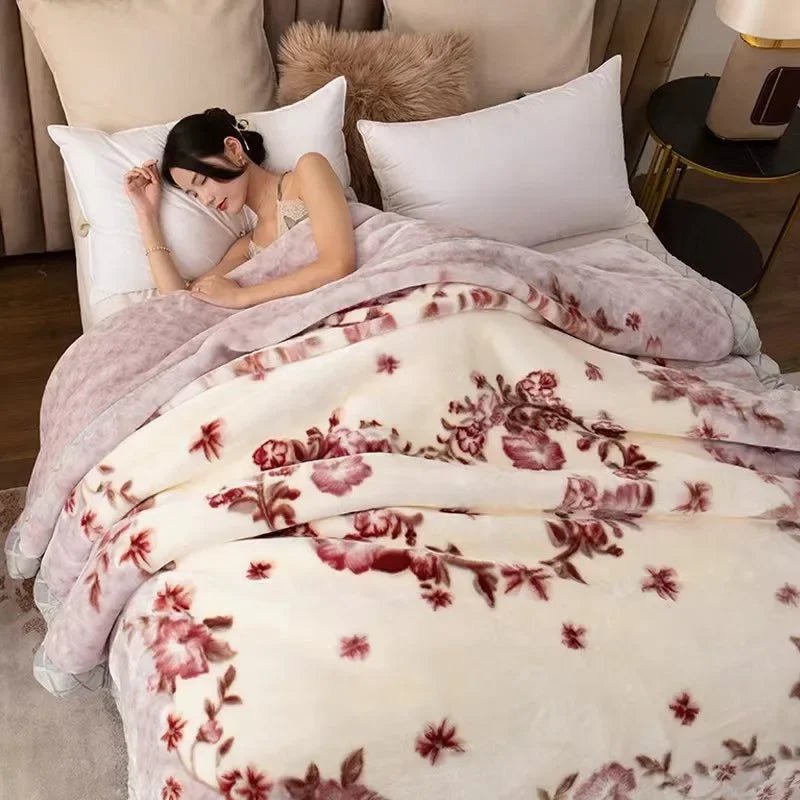 Soft Warm Weighted Blankets for Beds Thickened Quilt Duvet Soft Coral Fleece Flannel Blankets Double Side Plush Comforter Quilt