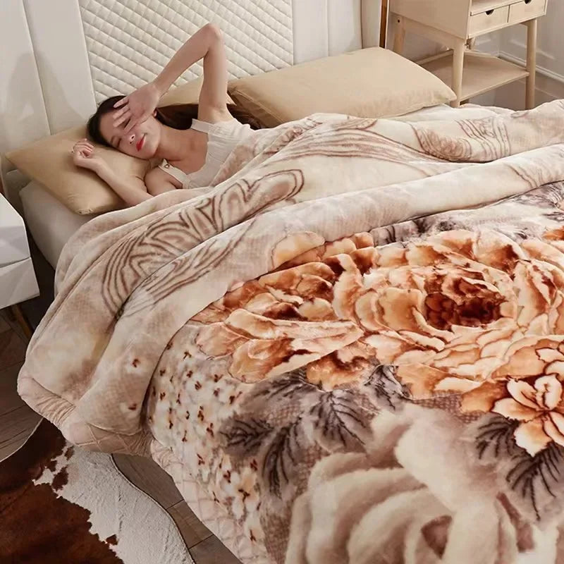 Soft Warm Weighted Blankets for Beds Thickened Quilt Duvet Soft Coral Fleece Flannel Blankets Double Side Plush Comforter Quilt